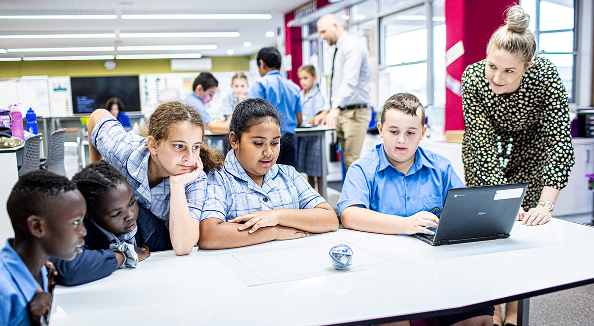 Students and dedicated teacher from Our Lady of the Rosary Catholic Primary School St Marys