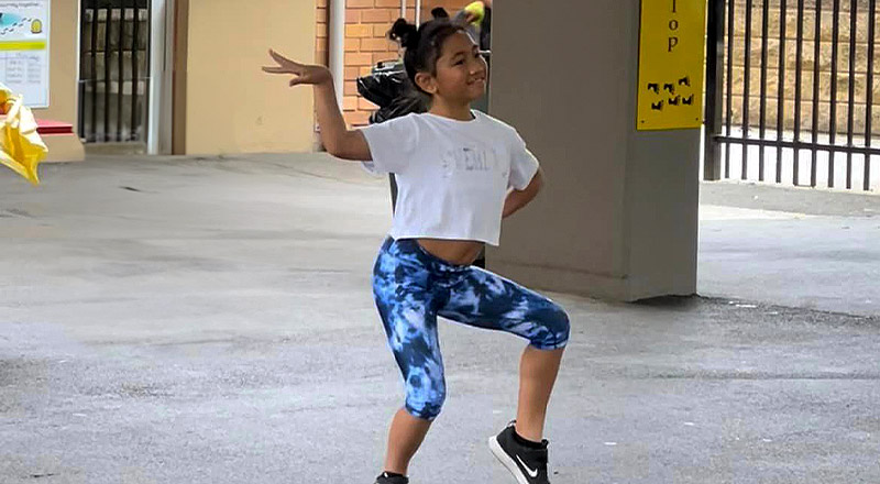 Student dancing at Our Lady of the Rosary Catholic Primary School St Marys