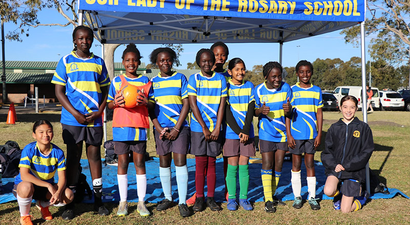Students from Our Lady of the Rosary Catholic Primary School St Marys during a soccer gala day