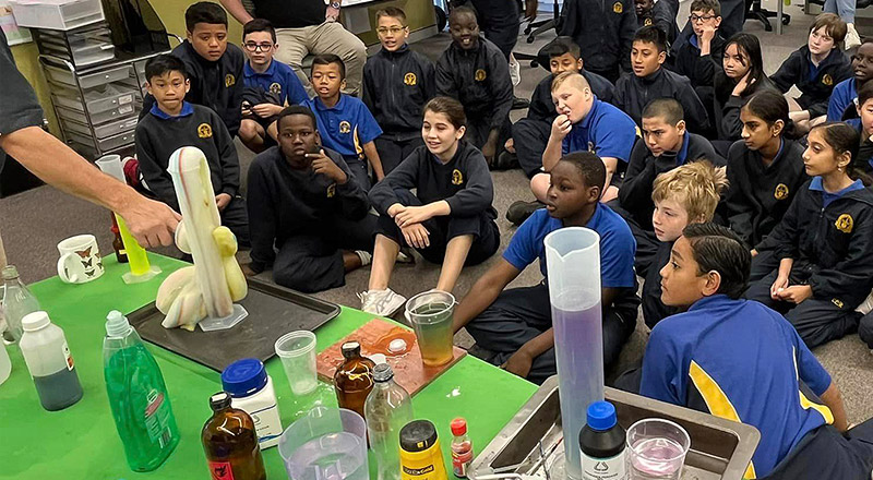 Students from Our Lady of the Rosary Catholic Primary School St Marys during Fizzics Education Science Incursion
