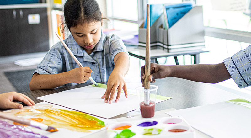 Student painting at Our Lady of the Rosary Catholic Primary School St Marys