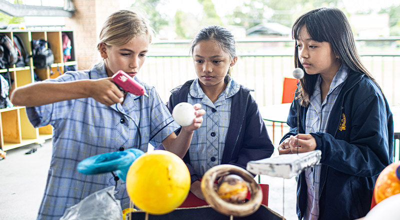 Students creating scientific models at Our Lady of the Rosary Catholic Primary School St Marys
