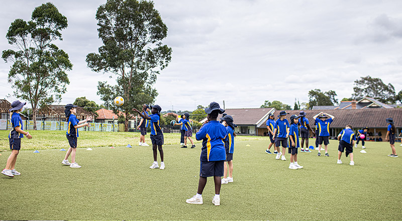 Students on field at Our Lady of the Rosary Catholic Primary School St Marys