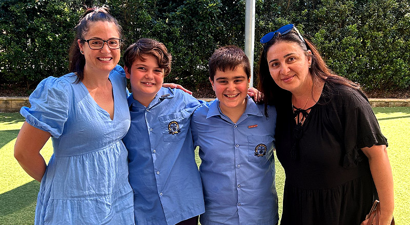 Group of proud parents and students at Our Lady of the Rosary Catholic Primary School St Marys
