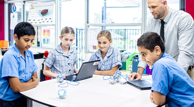 Students at desk at Our Lady of the Rosary Catholic Primary School St Marys