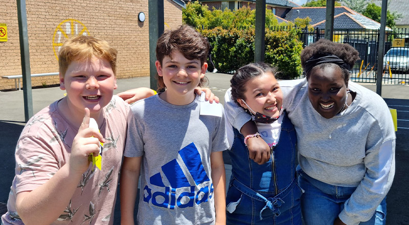 Students in mufti from Our Lady of the Rosary Catholic Primary School St Marys