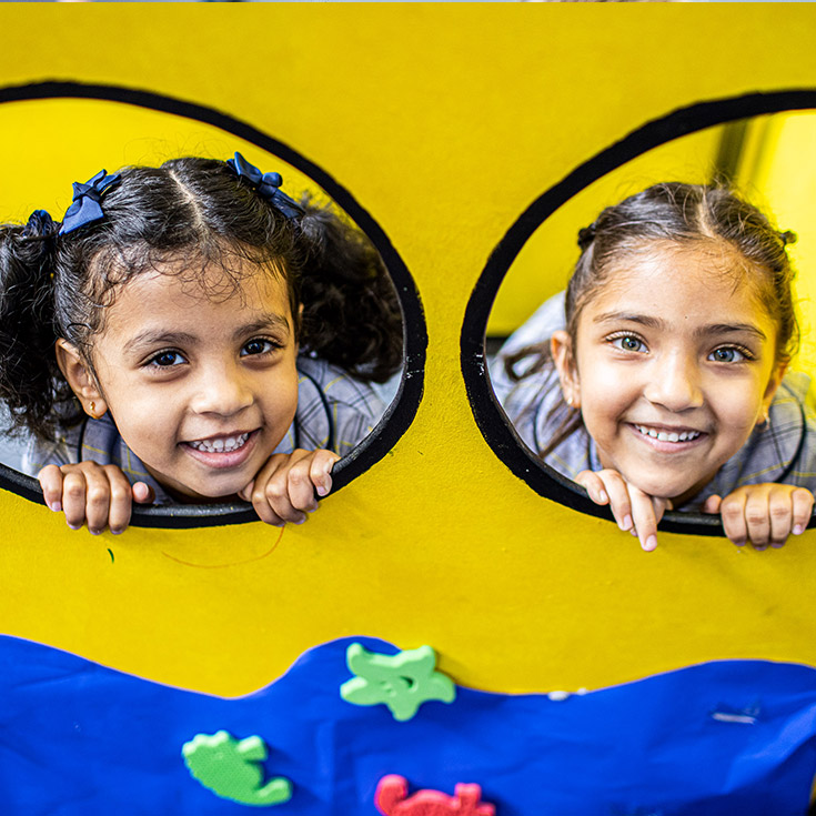 Students inside submarine at Our Lady of the Rosary Catholic Primary School St Marys