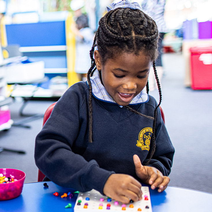 Excited student at Our Lady of the Rosary Catholic Primary School St Marys