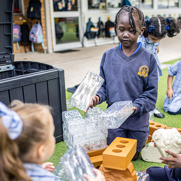 Students playing with blocks at Our Lady of the Rosary Catholic Primary School St Marys