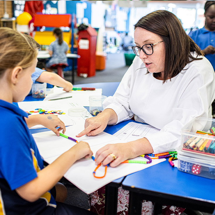 Dedicated teacher and student from Our Lady of the Rosary Catholic Primary School St Marys