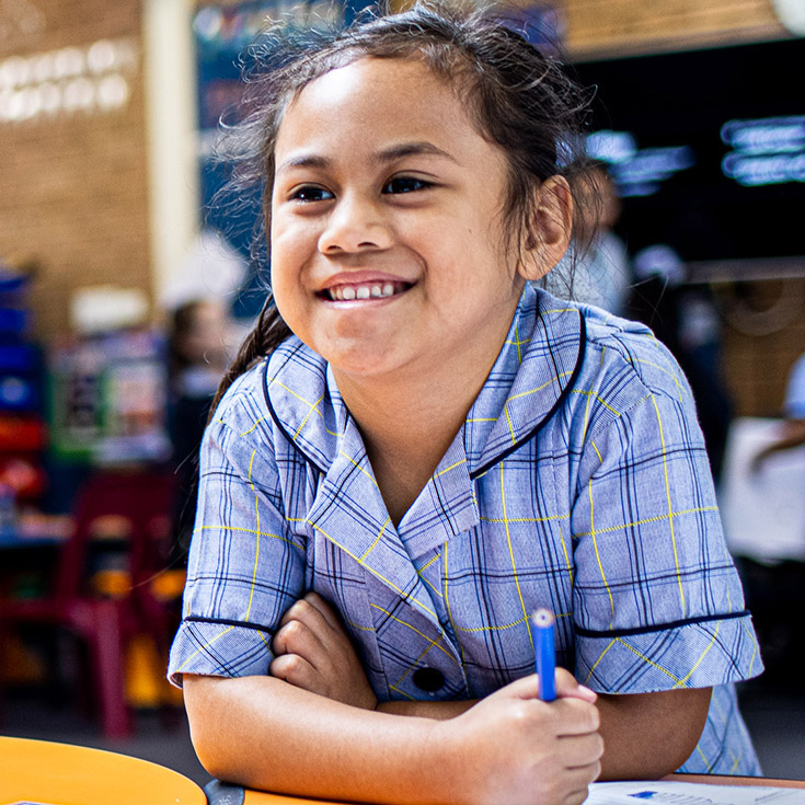 Smiling student from Our Lady of the Rosary Catholic Primary School St Marys
